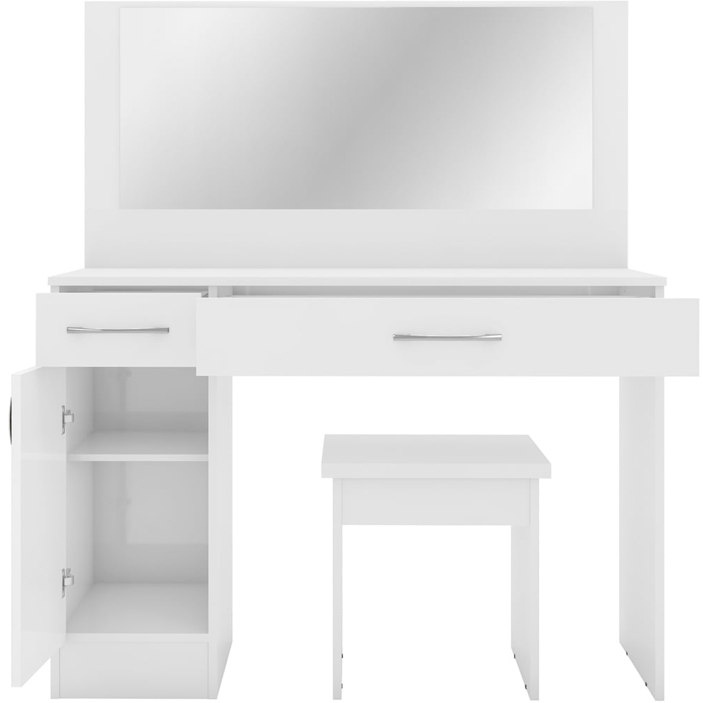 Seconique Nevada White Gloss Dressing Table Set with Mirror Image 4