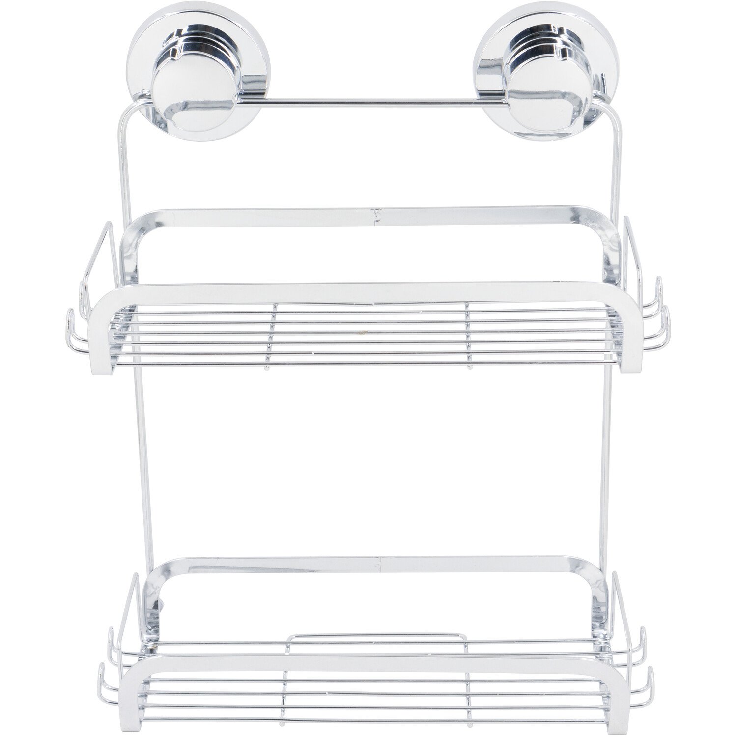Harrow Bathroom 2 Tier Chrome Rectangular Basket Image 1