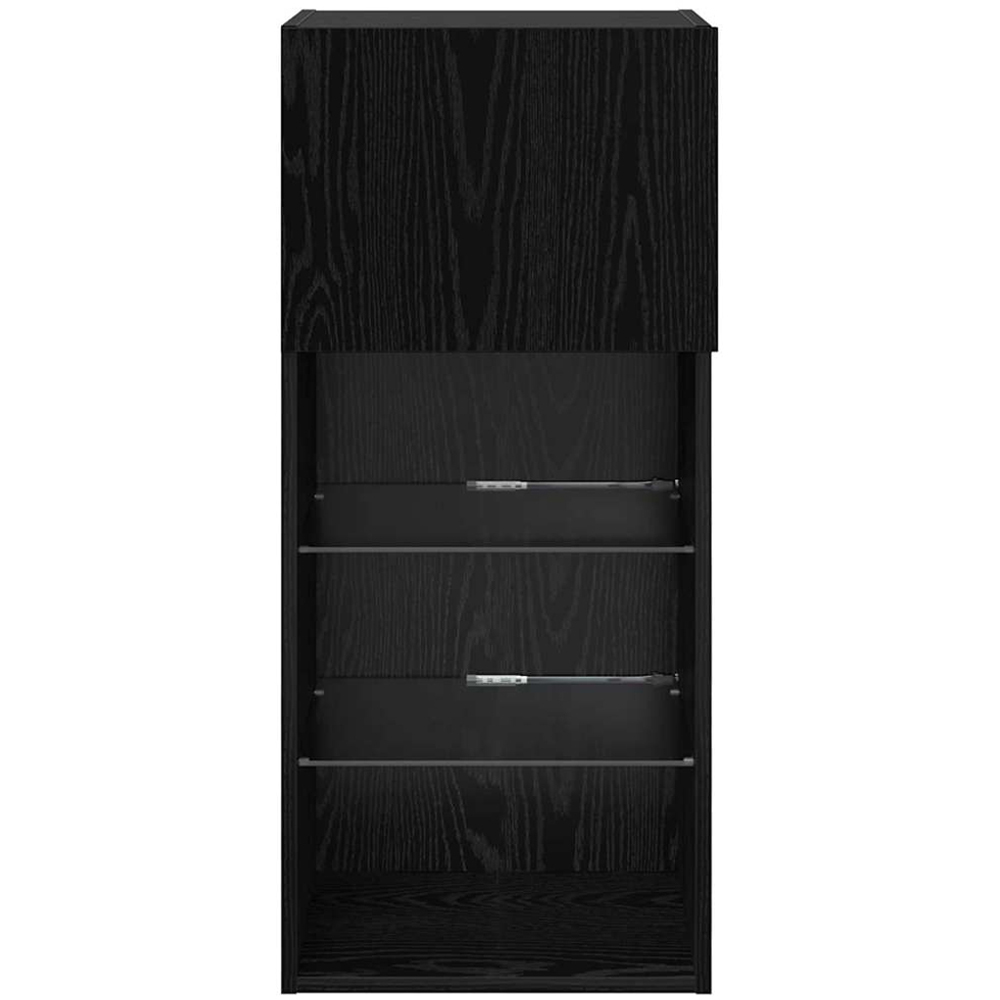 vidaXL Single Door 3 Shelf Black Oak Wide Wall Mounted LED TV Unit Image 6