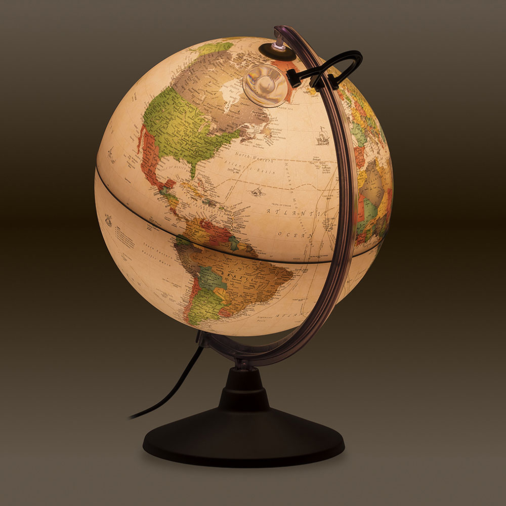 Nova Rico Marco Polo Antique Style Illuminated Globe with Magnifying Glass 30cm Image 4