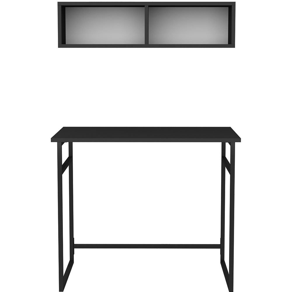 Decorotika Hussum Computer Desk with 2 Section Wall Shelf Black and Anthracite Image 2