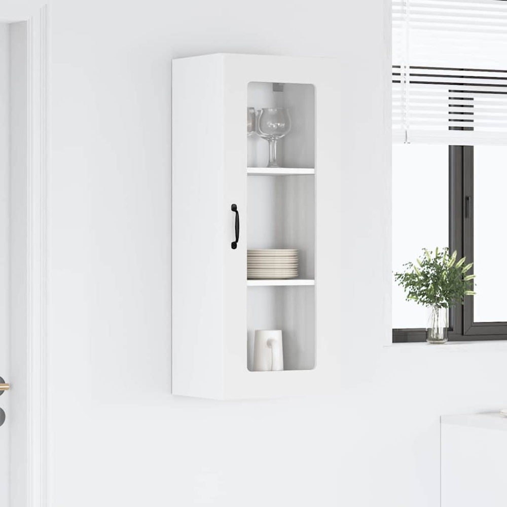 vidaXL Single Glass Door White Kitchen Wall Cabinet Image 9
