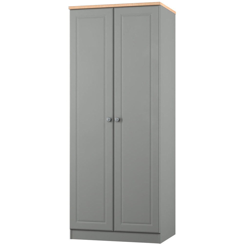 Crowndale Norfolk 2 Door Dusk Grey and Bardolino Oak Wardrobe Ready Assembled Image 3