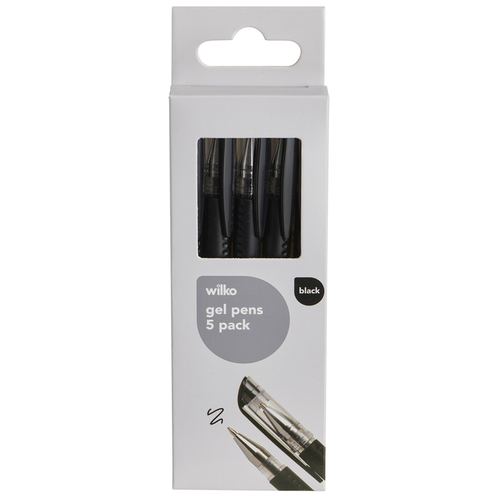 Wilko Fine Black Gel Pens 5 pack Image 5