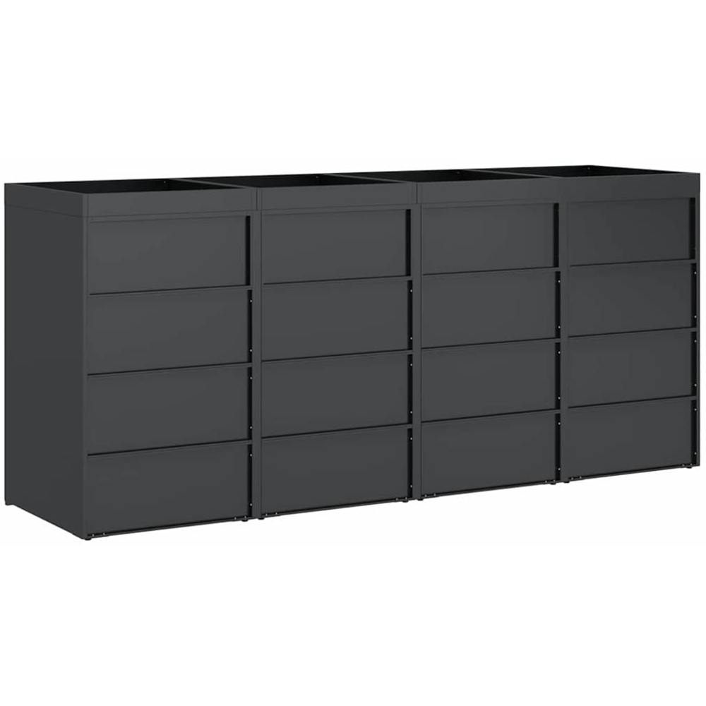 vidaXL Anthracite 4 Wheelie Bin Storage Shed with Stainless Steel Door and Planter Roof Image 5