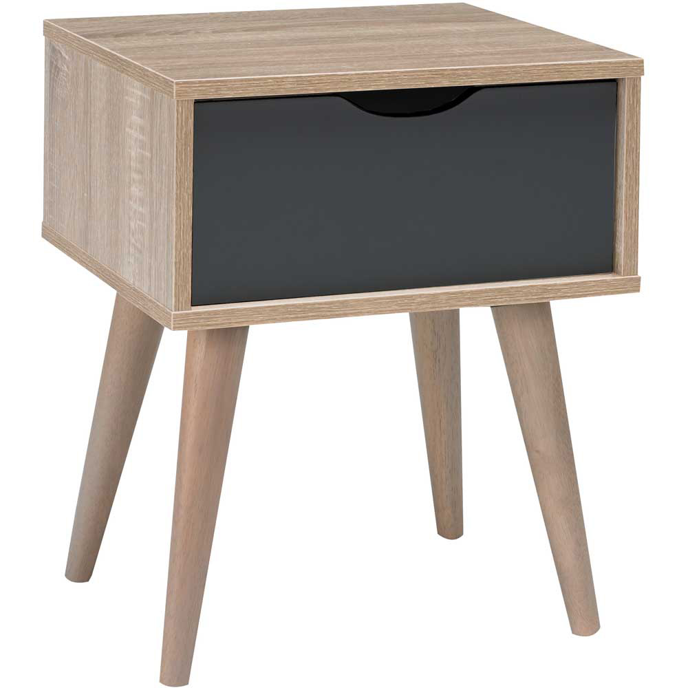 Scandi Single Drawer Grey Oak Effect Side Table Image 2