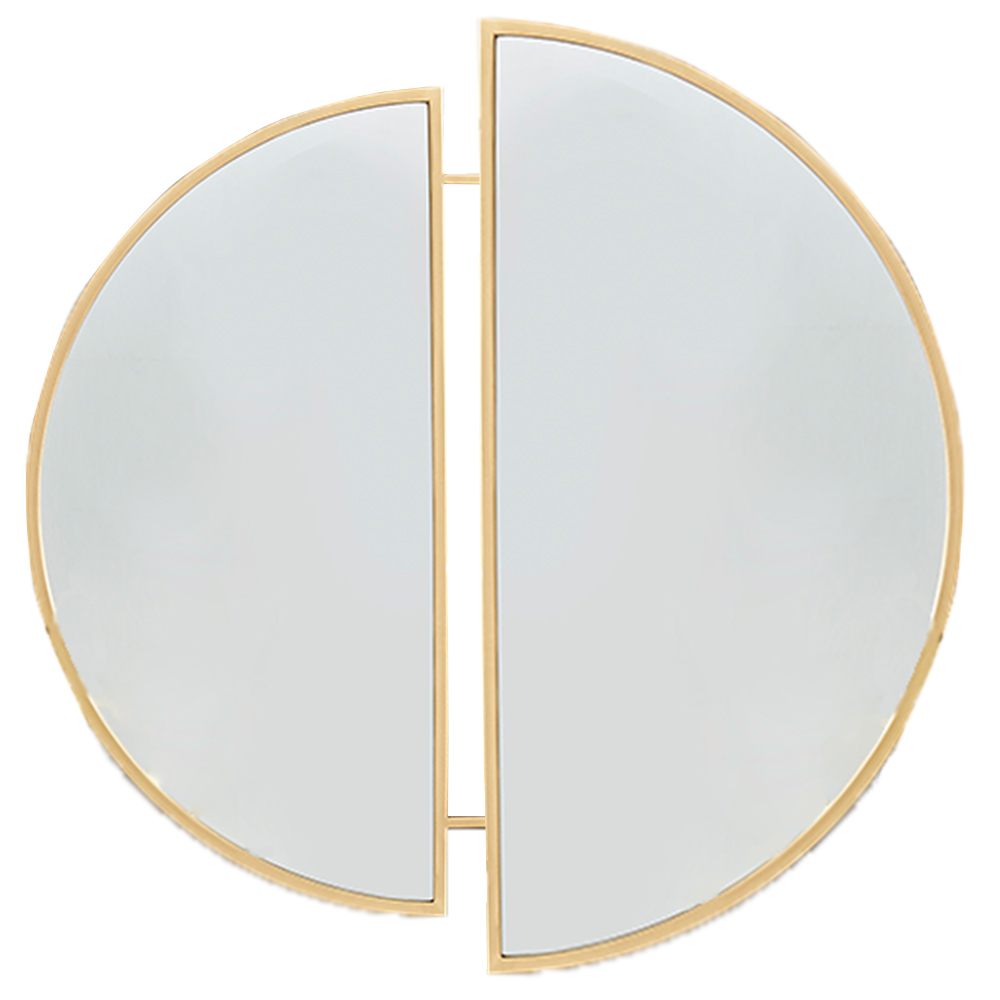 Furniturebox Helios Round Gold Metal Edge Split Wall Mirror 80 x 80cm Image 1