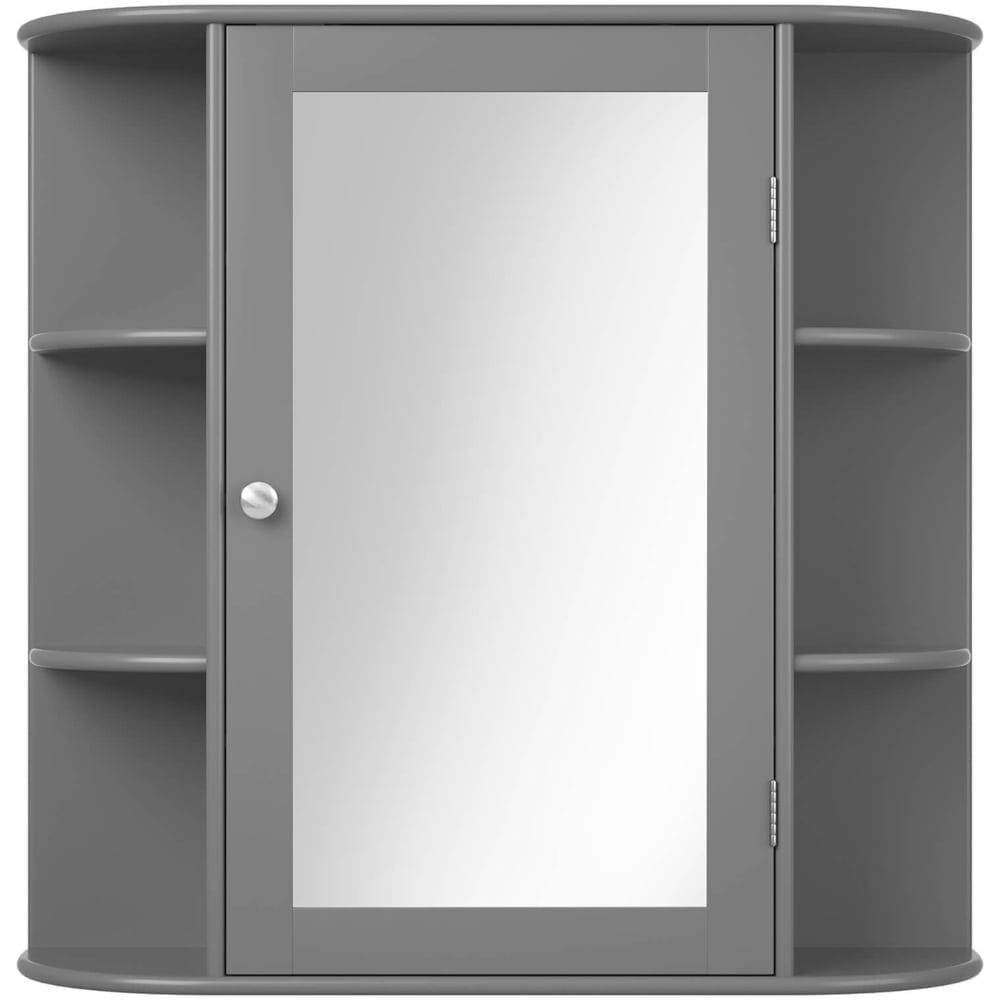 Costway Single Door 6 Shelf Grey Mirrored Bathroom Cabinet Image 2