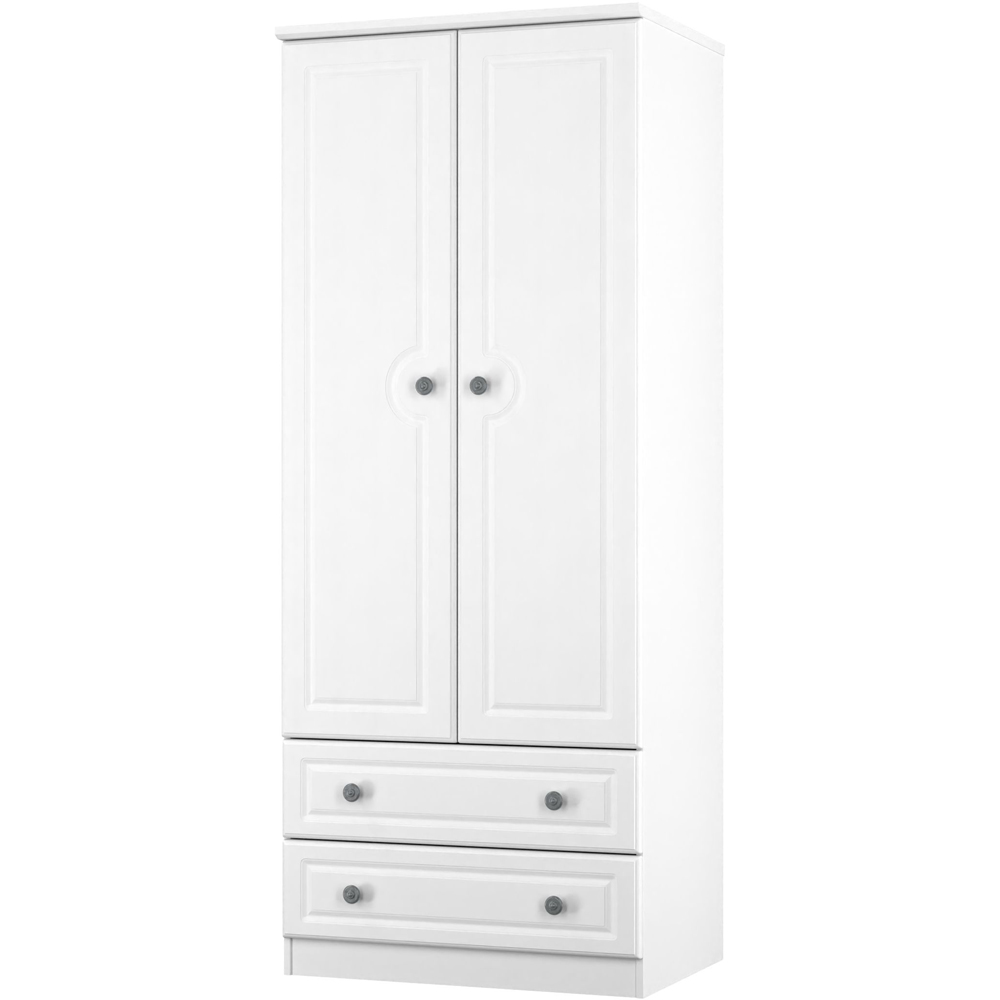 Crowndale Pembroke 2 Door 2 Drawer Matt White Wardrobe Ready Assembled Image 3