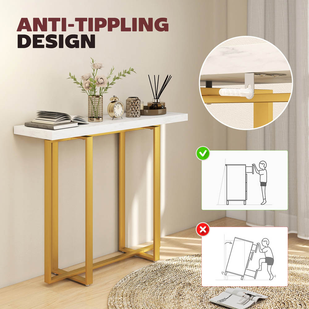 Portland White Modern Slim Long Accent Sofa Side Table  Image 6