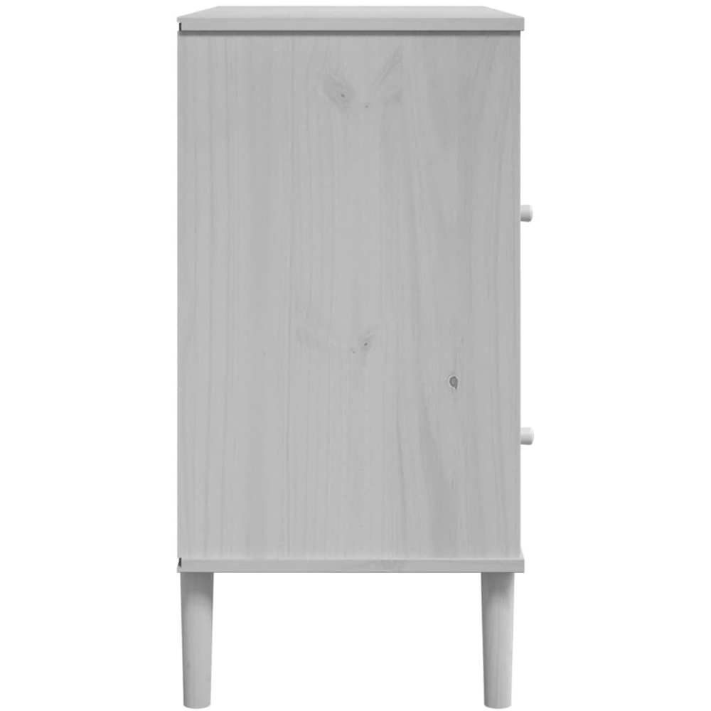 vidaXL Senja 2 Drawer Single Shelf White Solid Pine Wood Rattan Look Sideboard Image 6