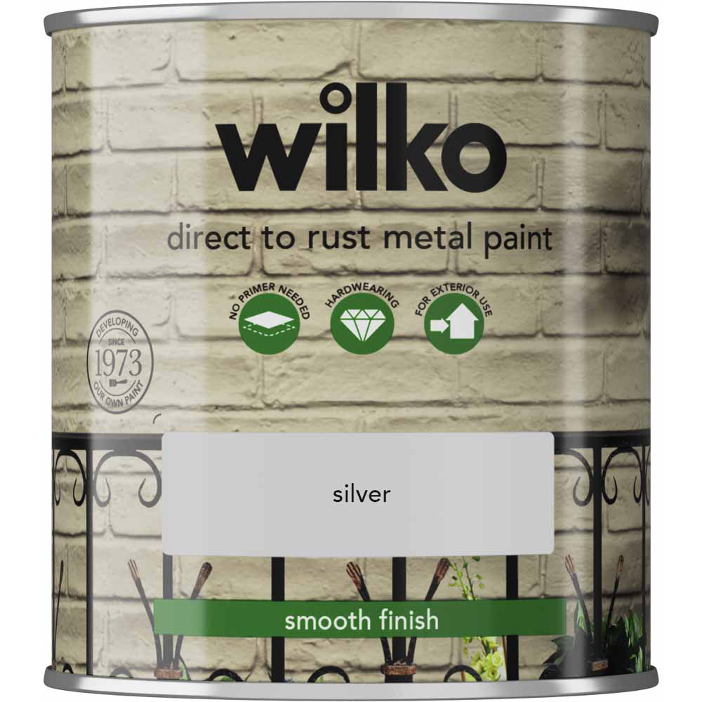 Wilko Direct to Rust Silver Smooth Metal Paint 250ml Image 2