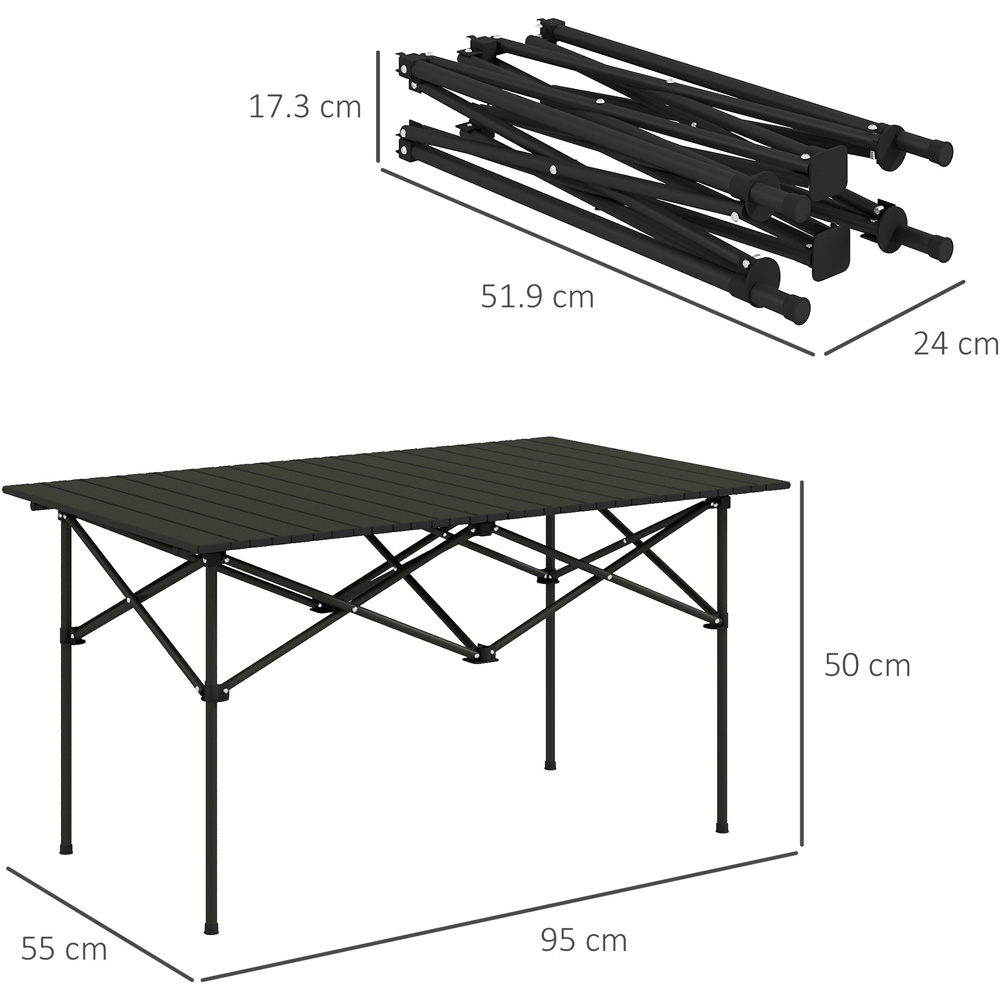 Outsunny Black Aluminium Foldable Camping Table with Carry Bag Image 7