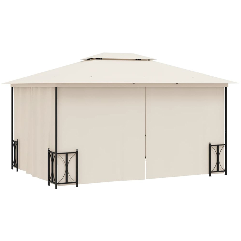 vidaXL 3 x 4m Cream Double Tier Roof Gazebo with Sidewalls Image 4