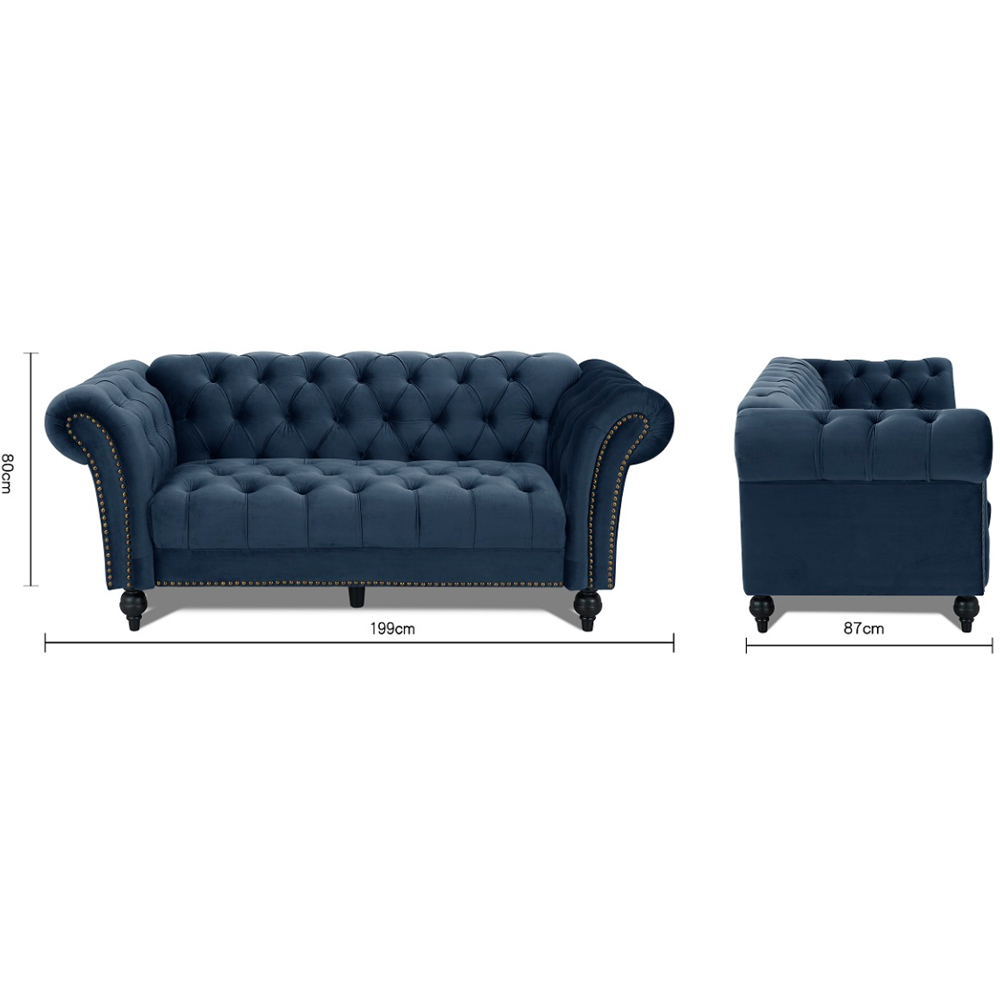 Home Detail Mayfair 3 Seater Midnight Blue Velvet Curved Sofa Image 9