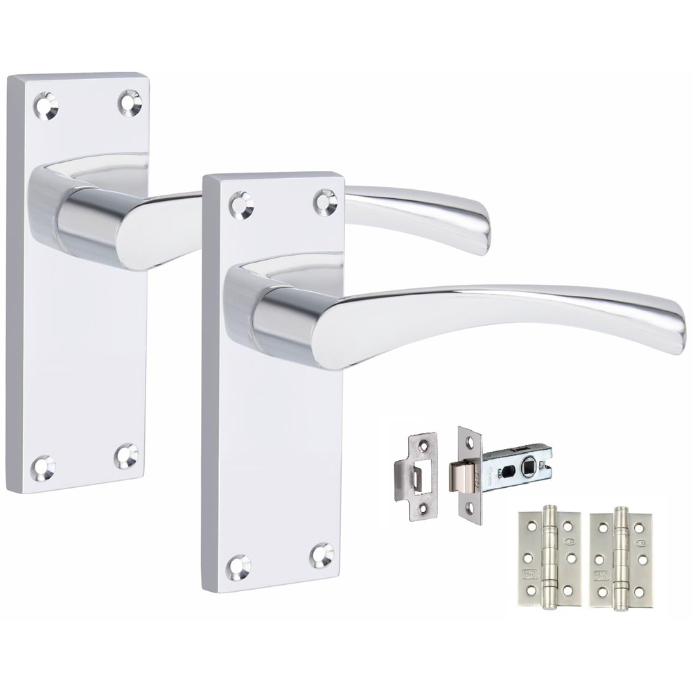 Golden Grace Polished Chrome Victorian Scroll Astrid Latch Door Handle with Hinge 5 Pack 120 x 40mm Image 2