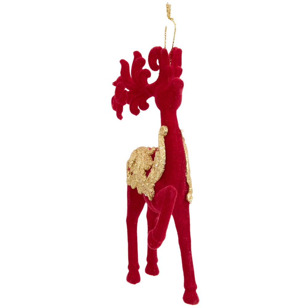 Grace & Glory Red Glitter Reindeer Hanging Decoration Image 4