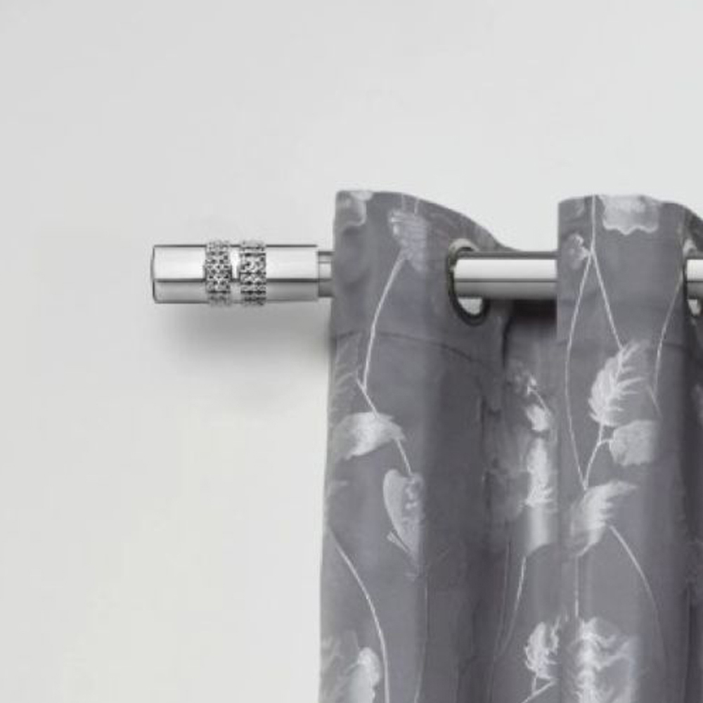 New Edge Blinds Sparkle 160-300cm Extendable Chrome Eyelet Metal Curtain Pole Set Image 2
