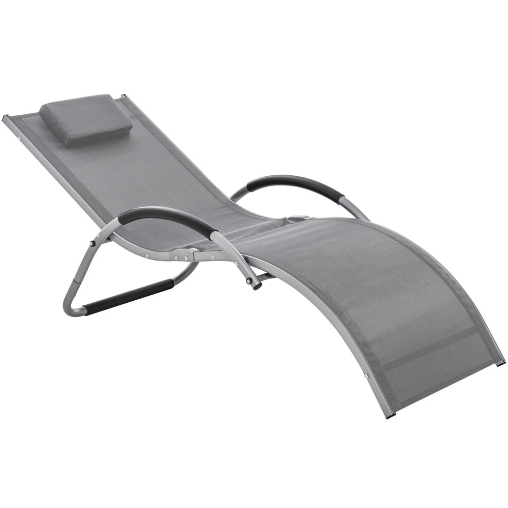 Outsunny Dark Grey Ergonomic Sun Lounger with Removable Headrest Image 2