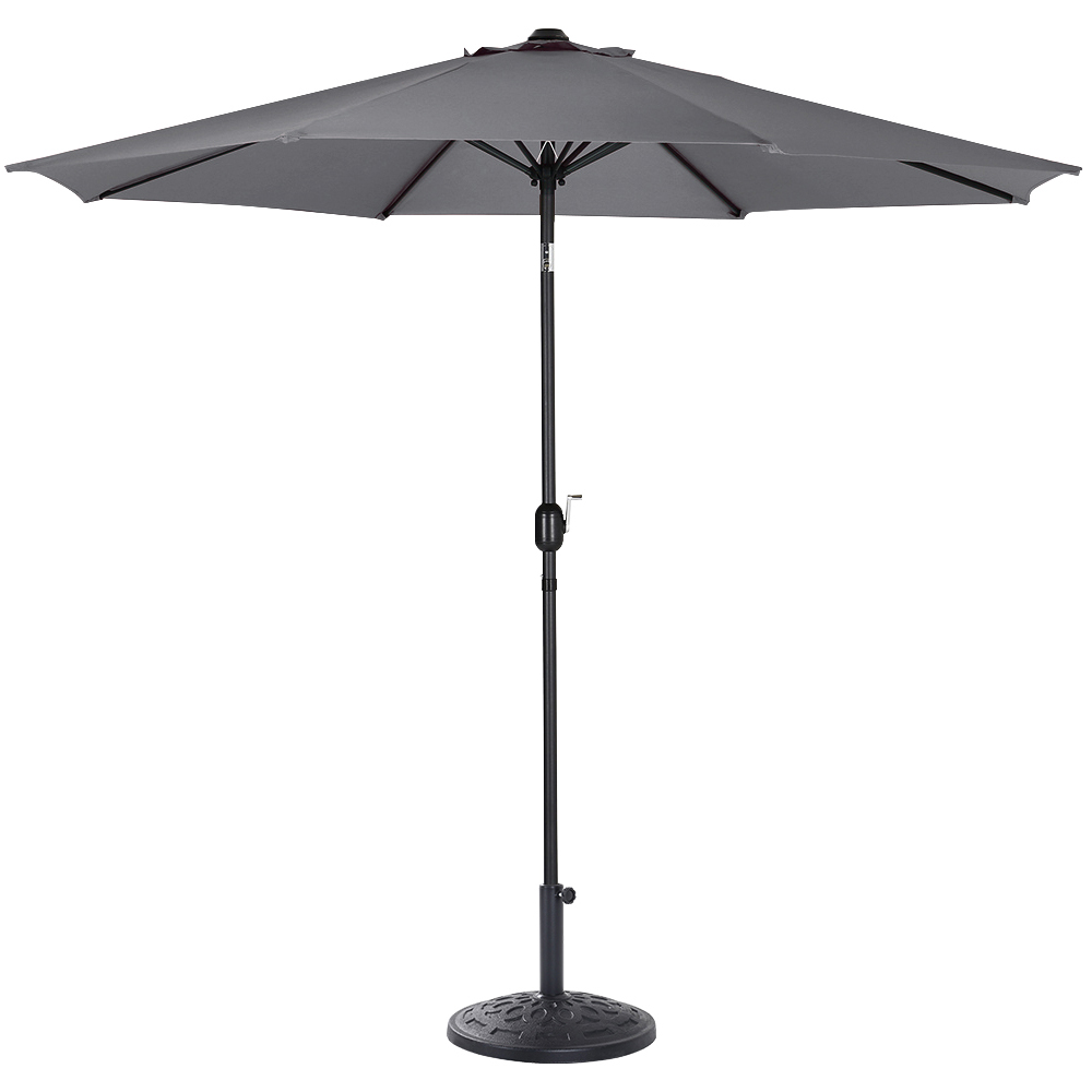 Living and Home Dark Grey Round Crank Tilt Parasol with Round Base 3m Image 4
