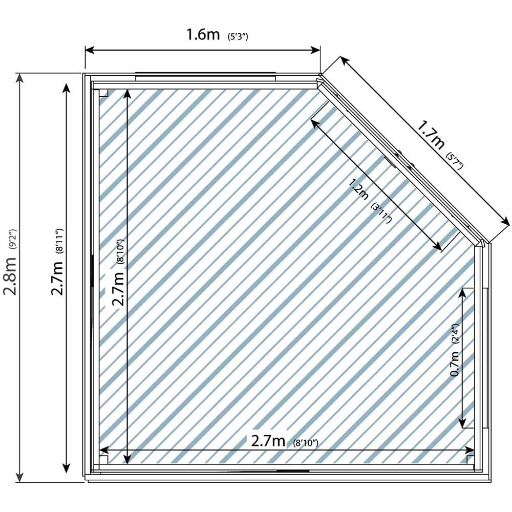 Mercia 9 x 9ft Double Door Premium Corner Summerhouse Image 4