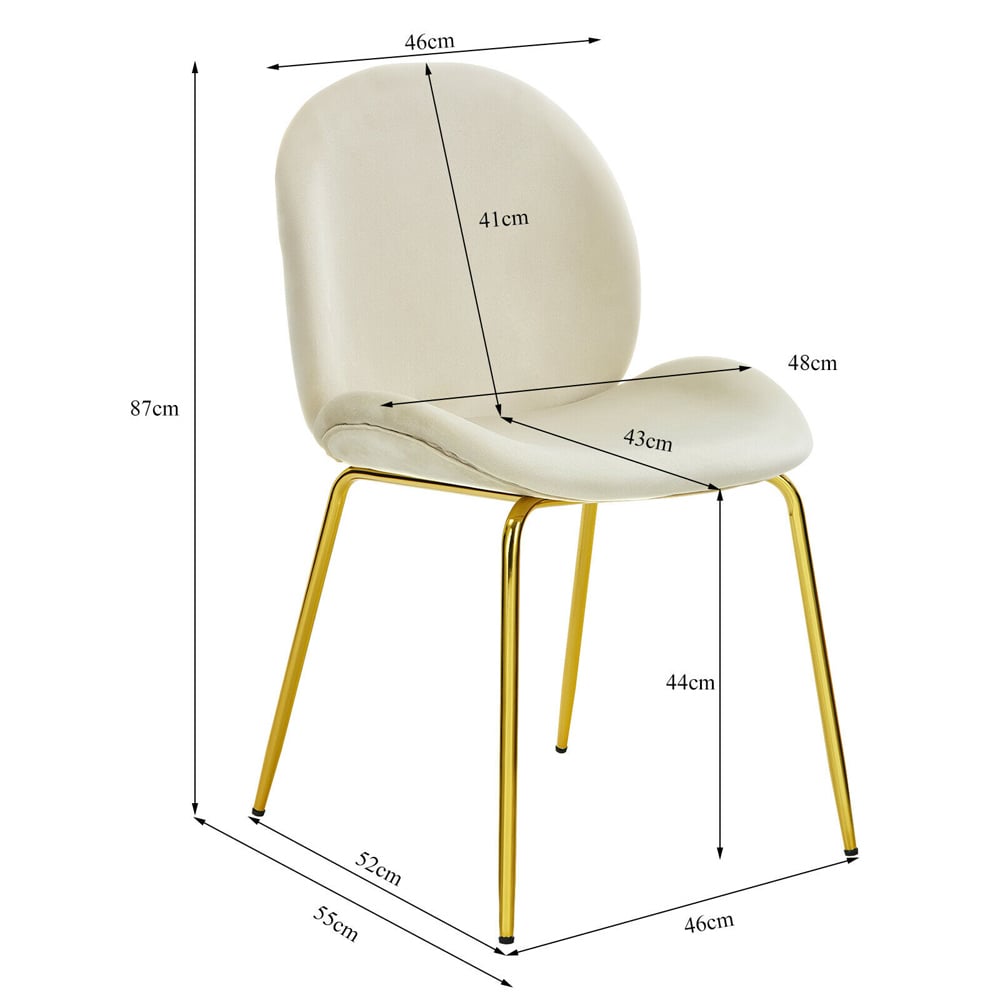 Costway Set of 2 Beige Velvet Dining Chair Image 8