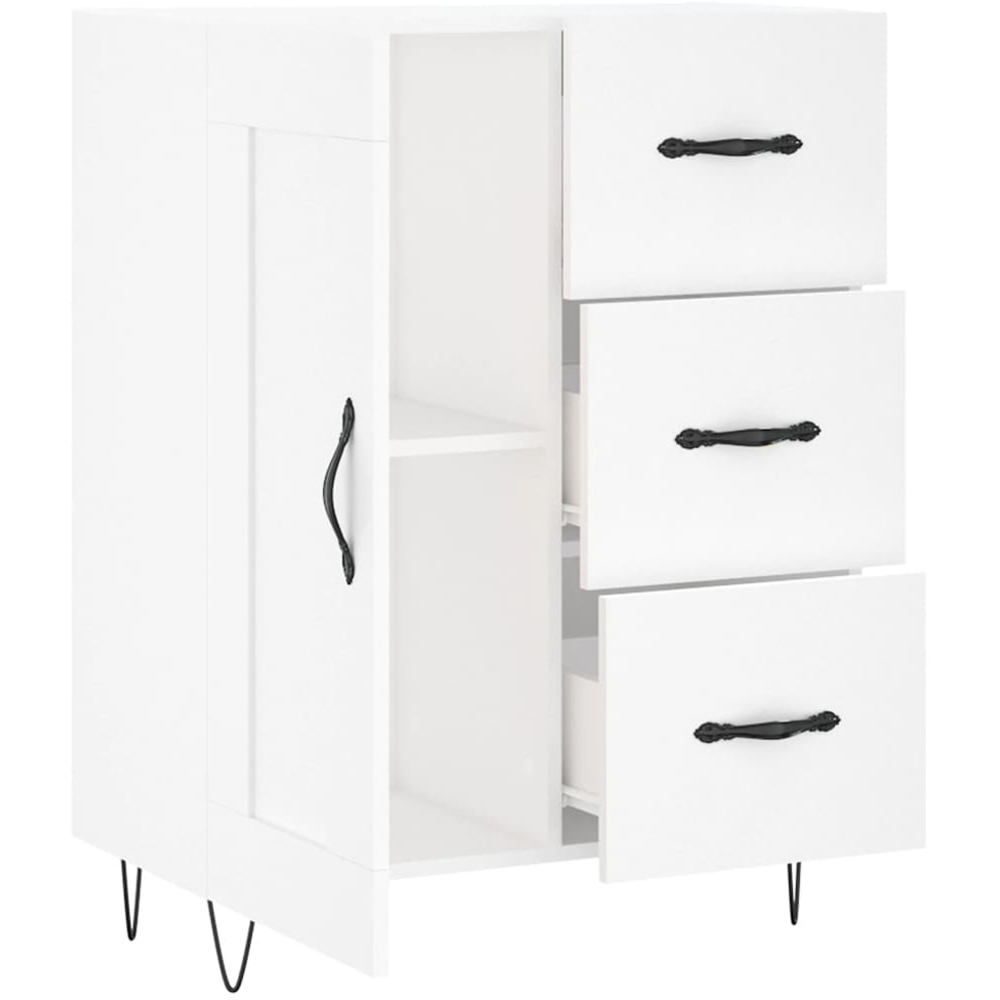vidaXL Single Door 3 Drawer White Sideboard Image 6