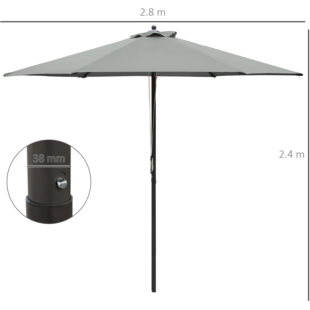 Outsunny Dark Grey Manual Push Parasol 2.8m Image 7