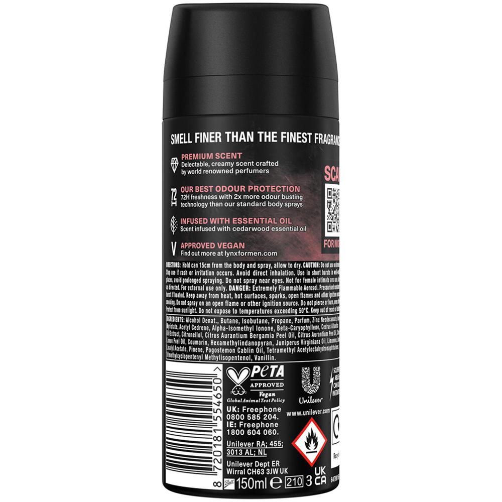 Lynx Fine Fragrance Collection Cocoa Velvet Men's Body Spray 150ml 6 Pack Image 3