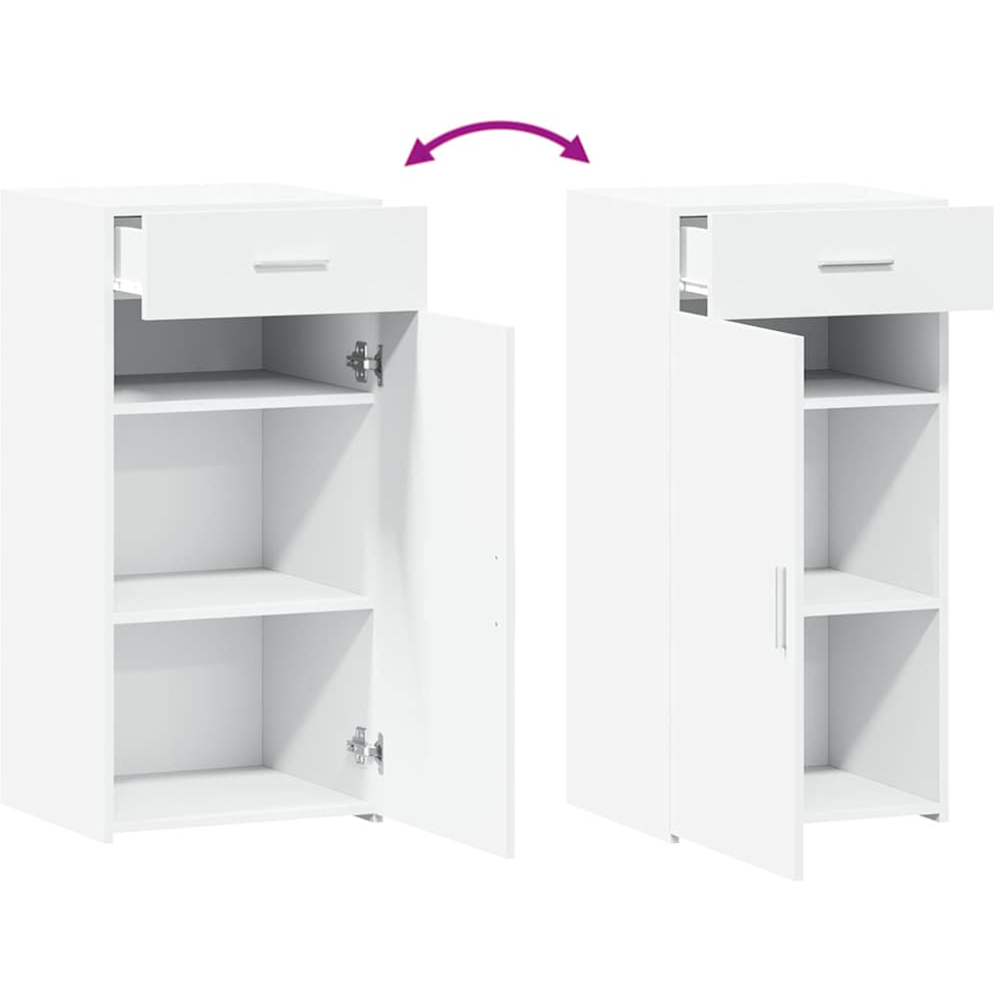 vidaXL Single Door Single Drawer White Sideboard Image 7