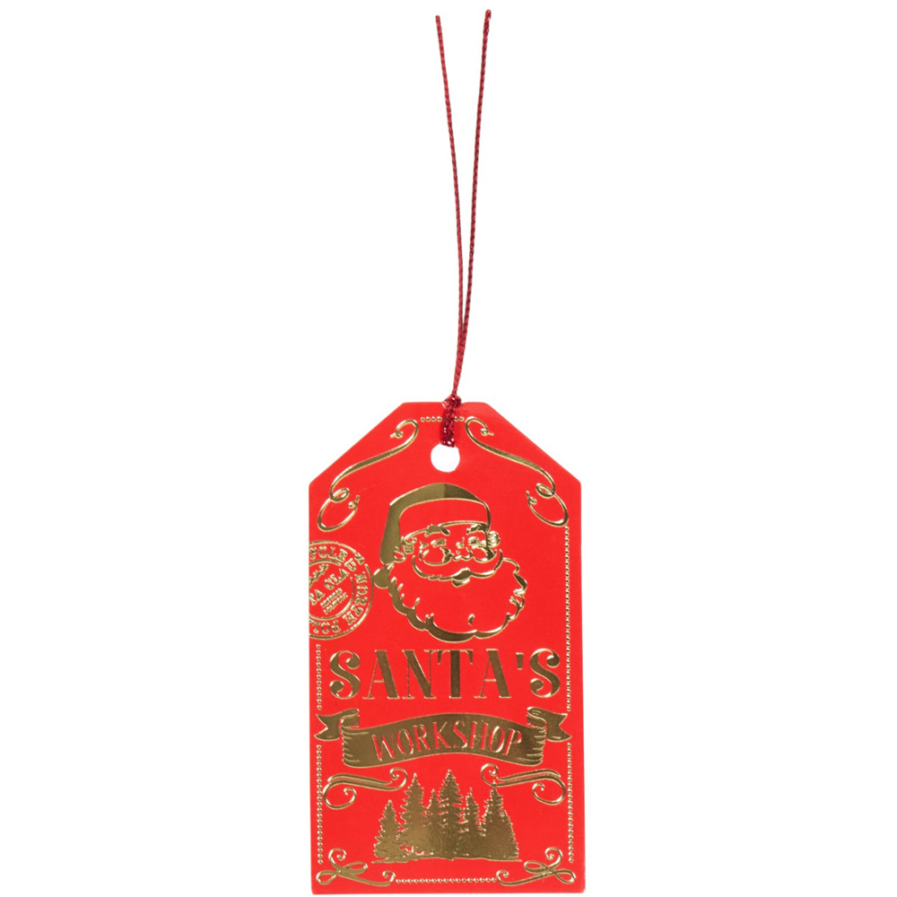 Pack of 12 Santa Stamp Gift Tags Red Image 2