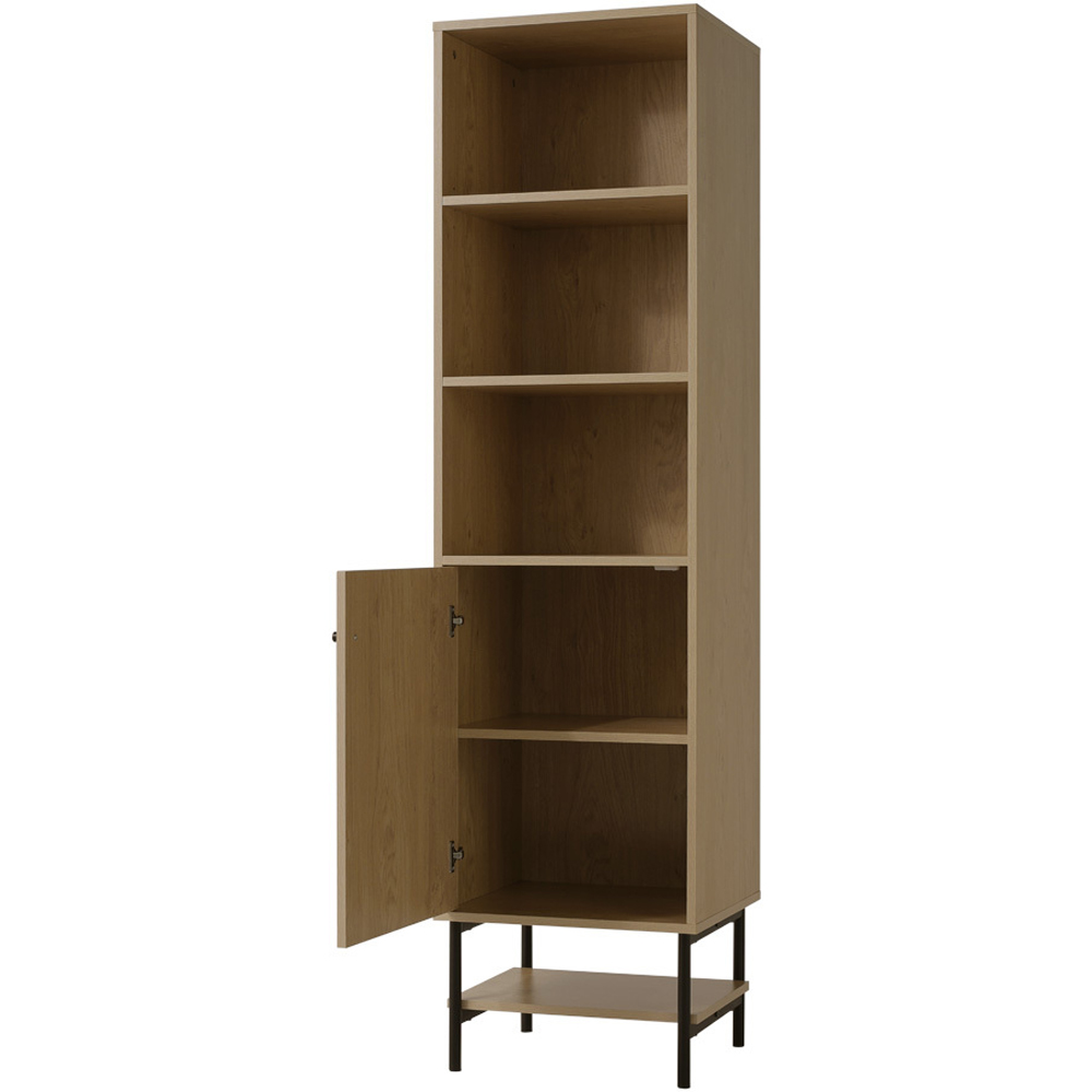 H&O Direct Single Drawer 4 Shelf Tall Wooden Freestanding Storage Cabinet Image 3