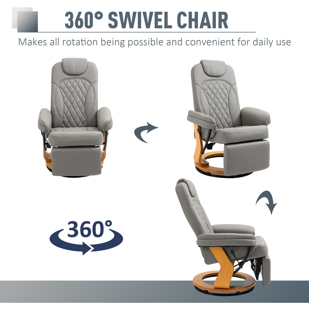 Portland Grey PU Leather Swivel Recliner Chair Image 7