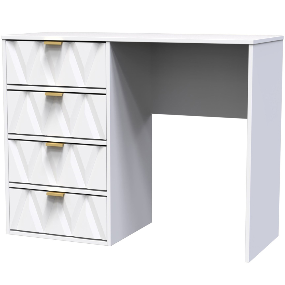 Crowndale Diamond Ready Assembled 4 Drawer Vanity Desk Matt White Image 4