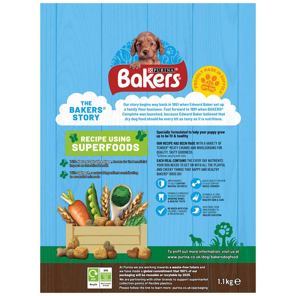 Purina Bakers Chicken and Veg Puppy Dry Dog Food Case of 5 x 1.1kg Image 4