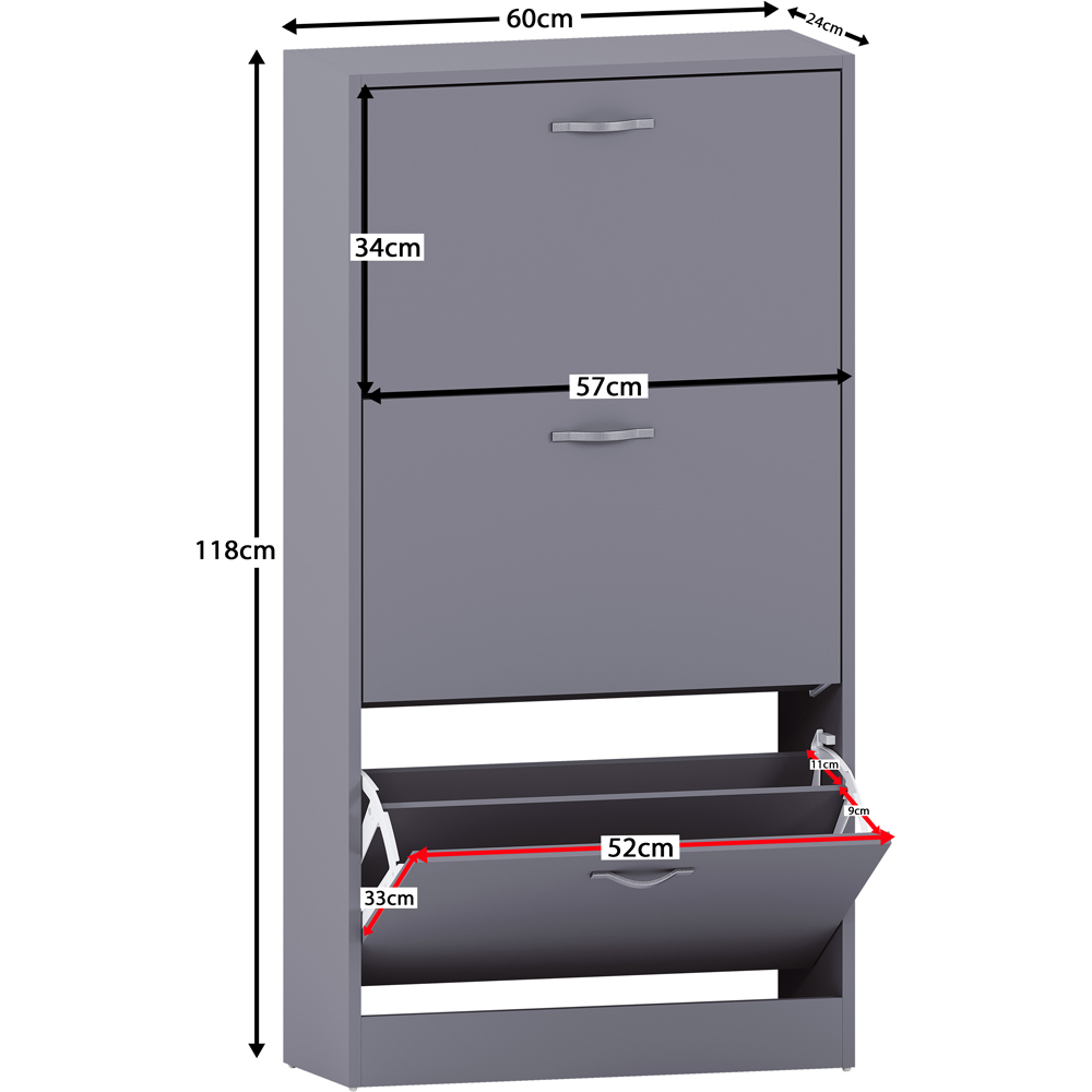 VIDA DESIGNS Grey 3-Drawer Shoe Cabinet Rack Image 7