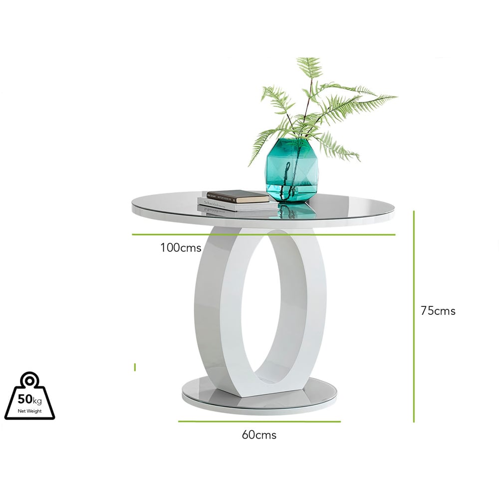 Furniturebox Lucia 4 Seater 100cm Round Dining Table Grey Image 6