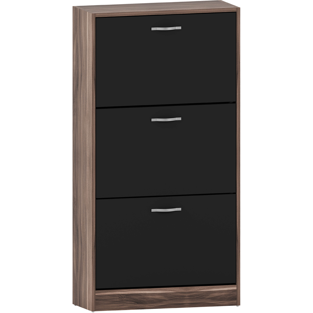 VIDA DESIGNS Walnut and Black 3 Drawer Shoe Cabinet Image 2
