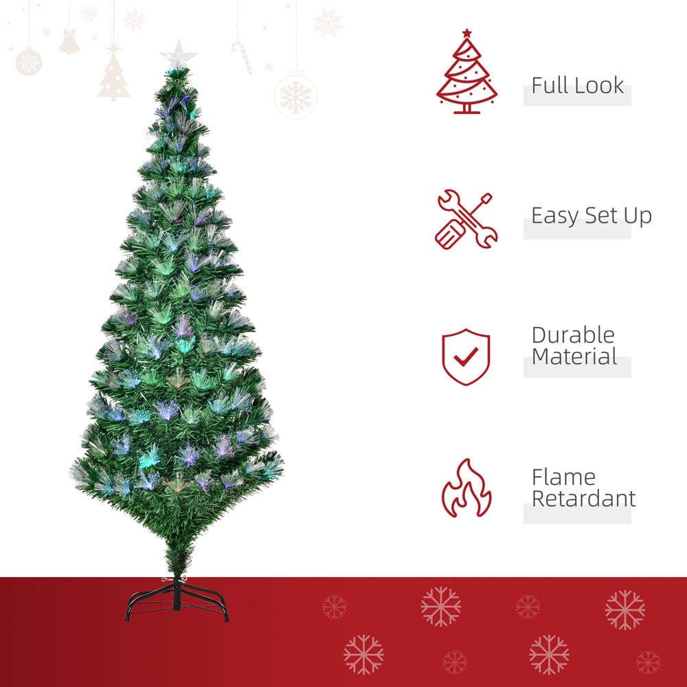 Everglow Fibre Optic Colourful LED Light Pre-Lit Green Artificial Christmas Tree 6ft Image 5