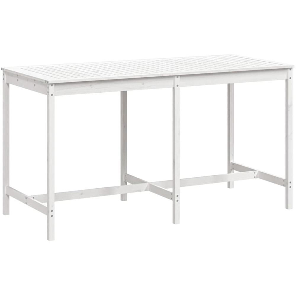vidaXL 8 Seater Solid Pine Wood Slatted Garden Dining Table White Image 2