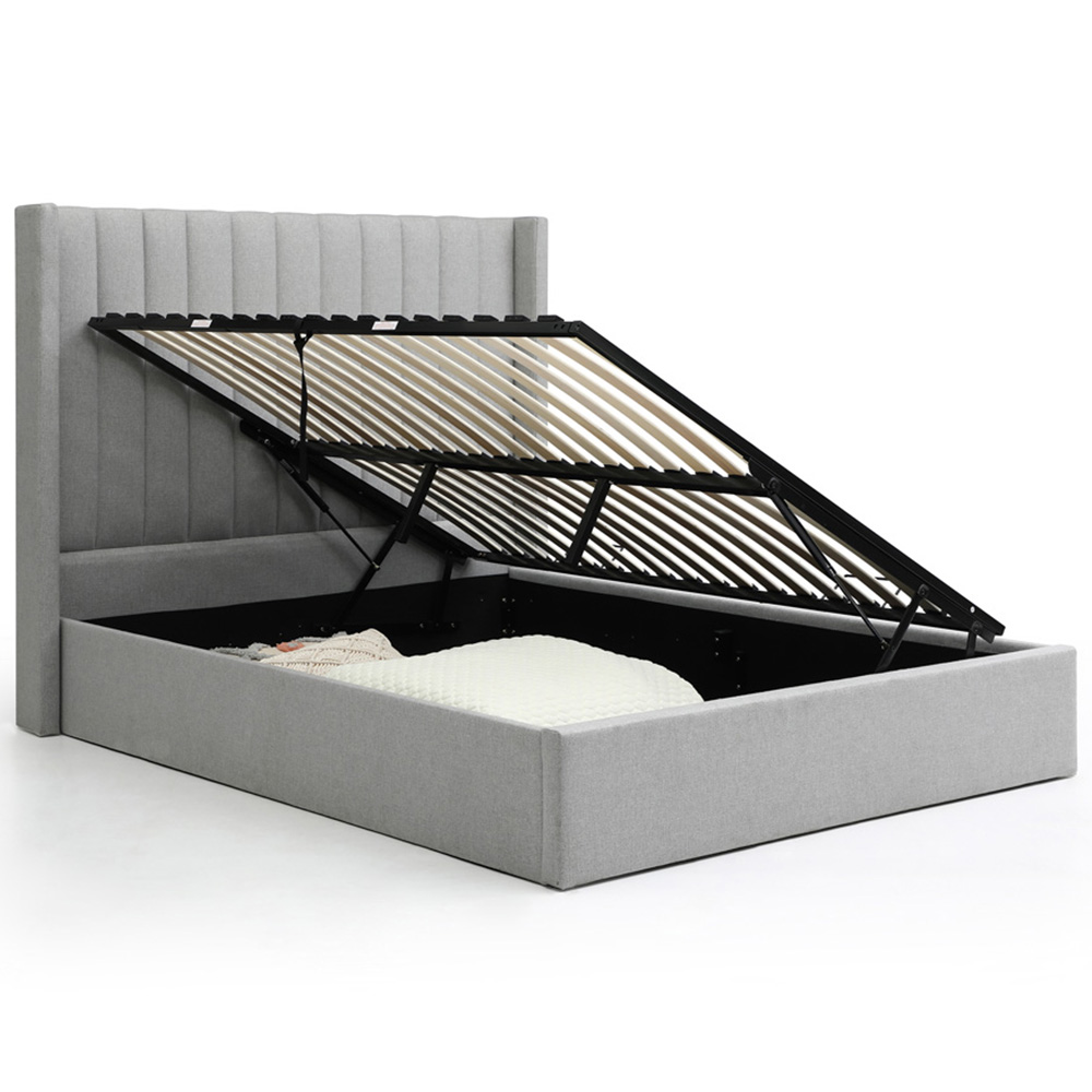 Atticus Super King Grey Faux Wool Ottoman Bed Image 5