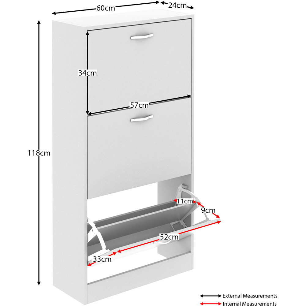 Home Vida White 3-Drawer Shoe Cabinet Rack Image 3