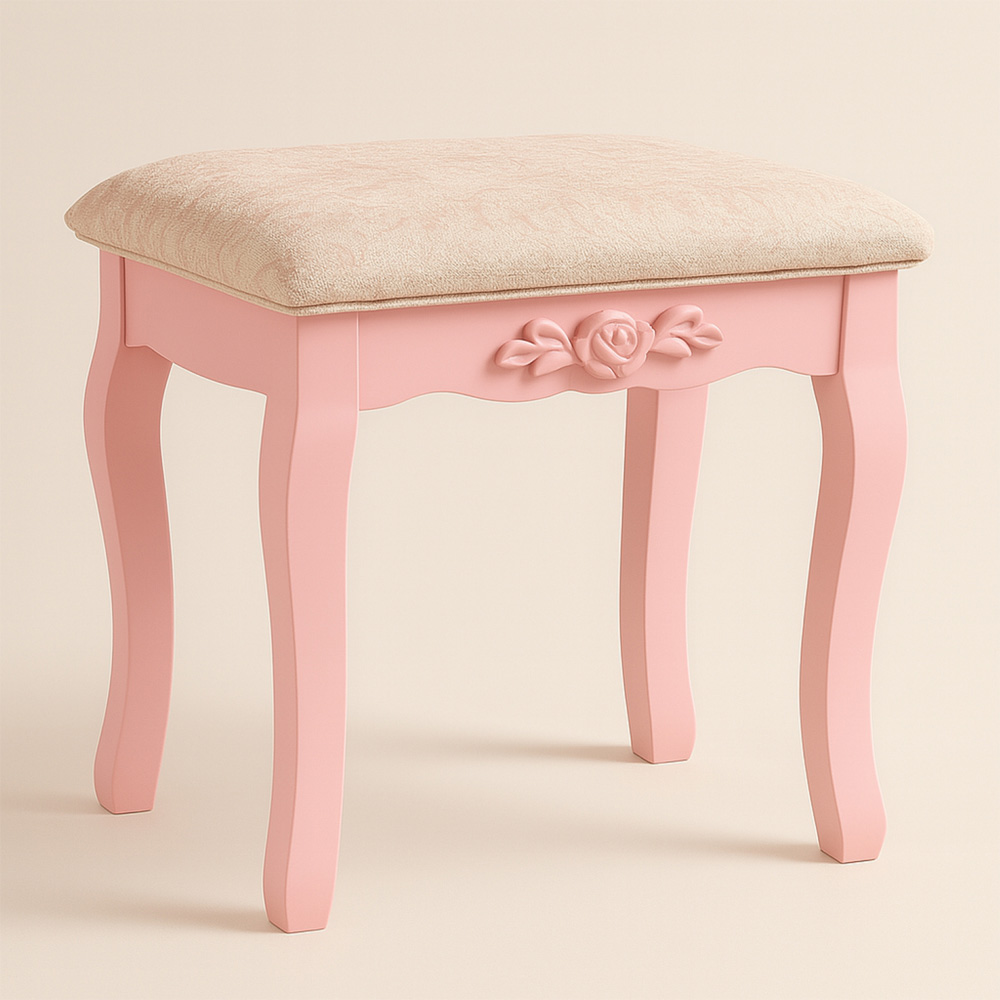 Portland 4 Drawer Pink Dressing Table Set with Mirror Image 3