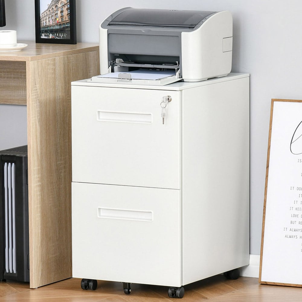 Vinsetto White Home Filing Cabinet Image 1