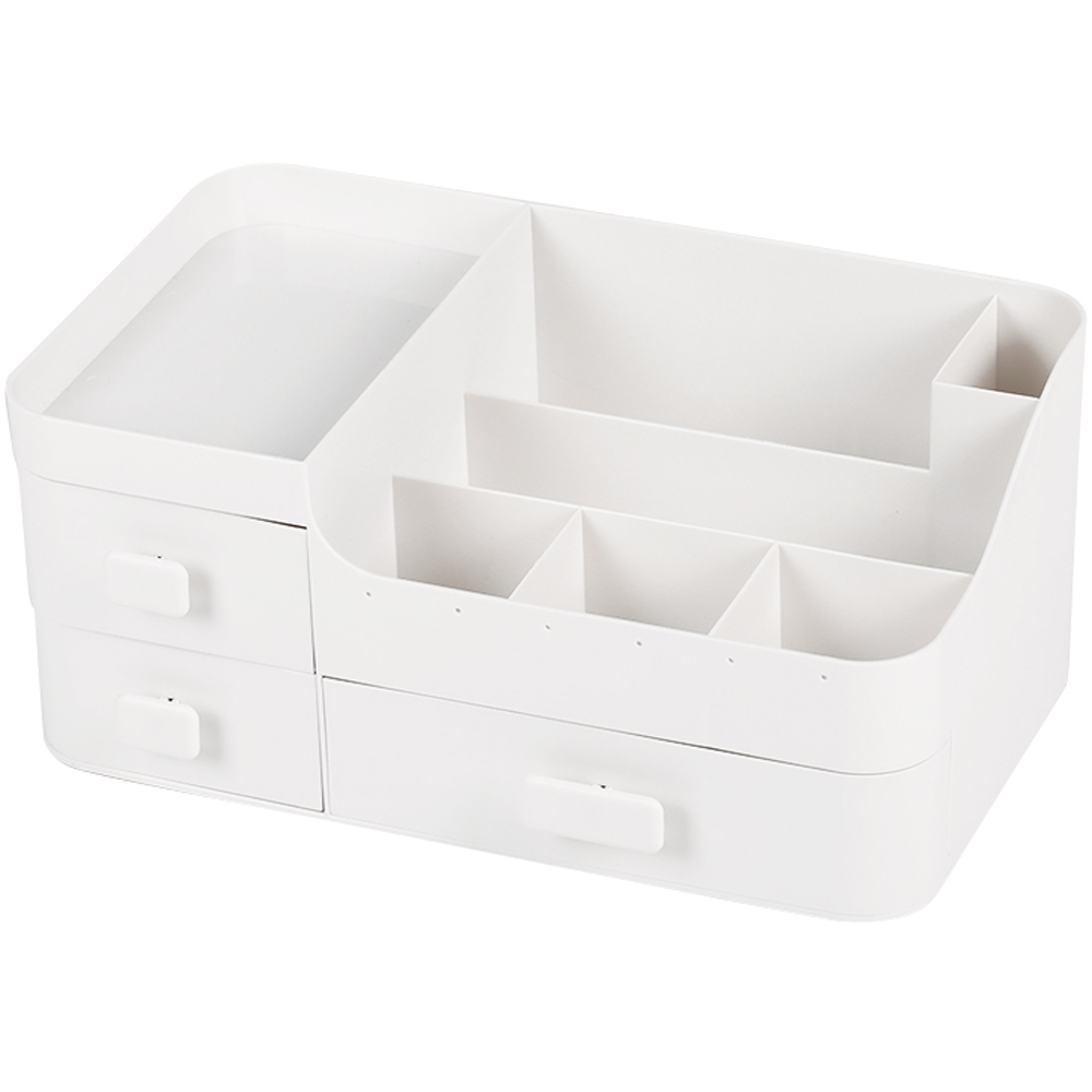 Living and Home 3 Drawer White Plastic Makeup Drawer Organizer Image 1