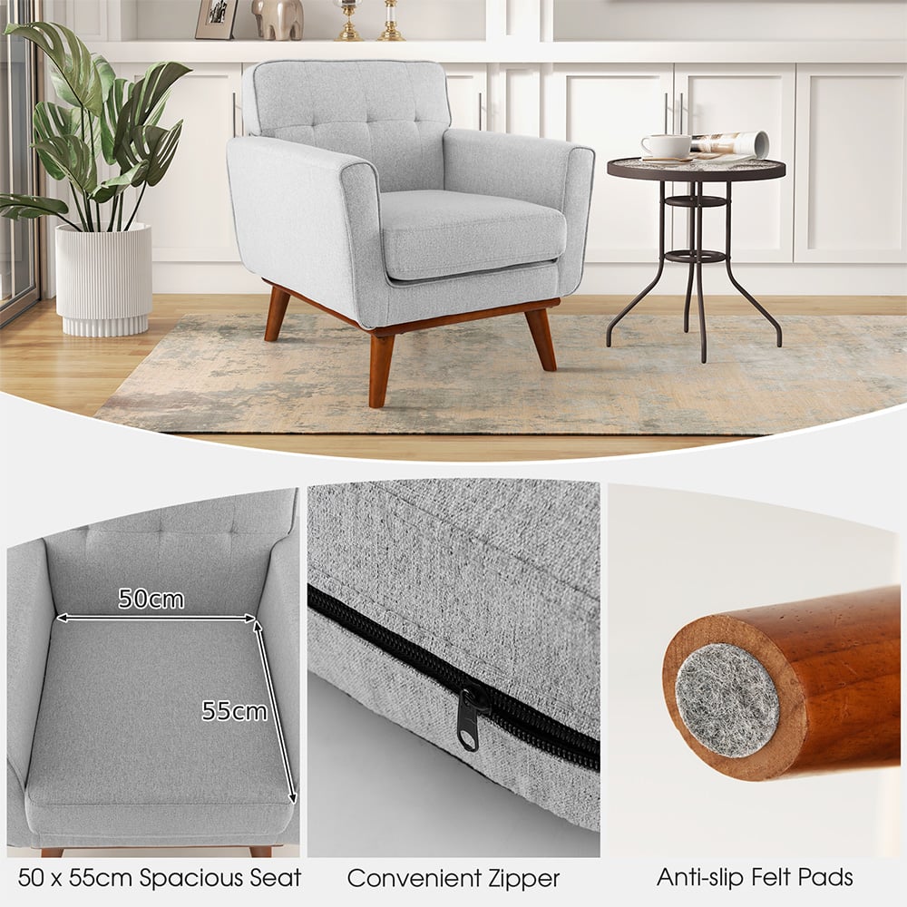 Costway Grey Padded Accent Armchair Image 8