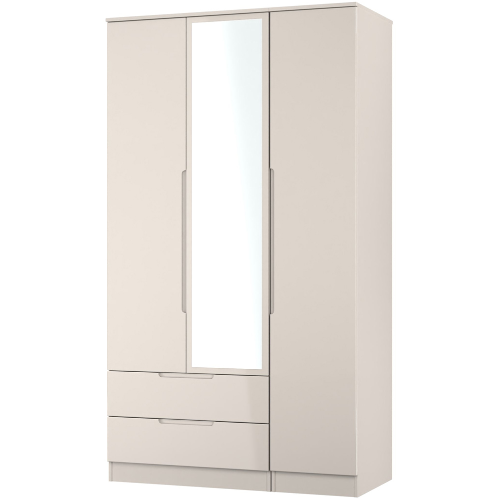 Crowndale Milan 3 Door 2 Drawer Kashmir Gloss and Kashmir Tall Mirrored Wardrobe Ready Assembled Image 2