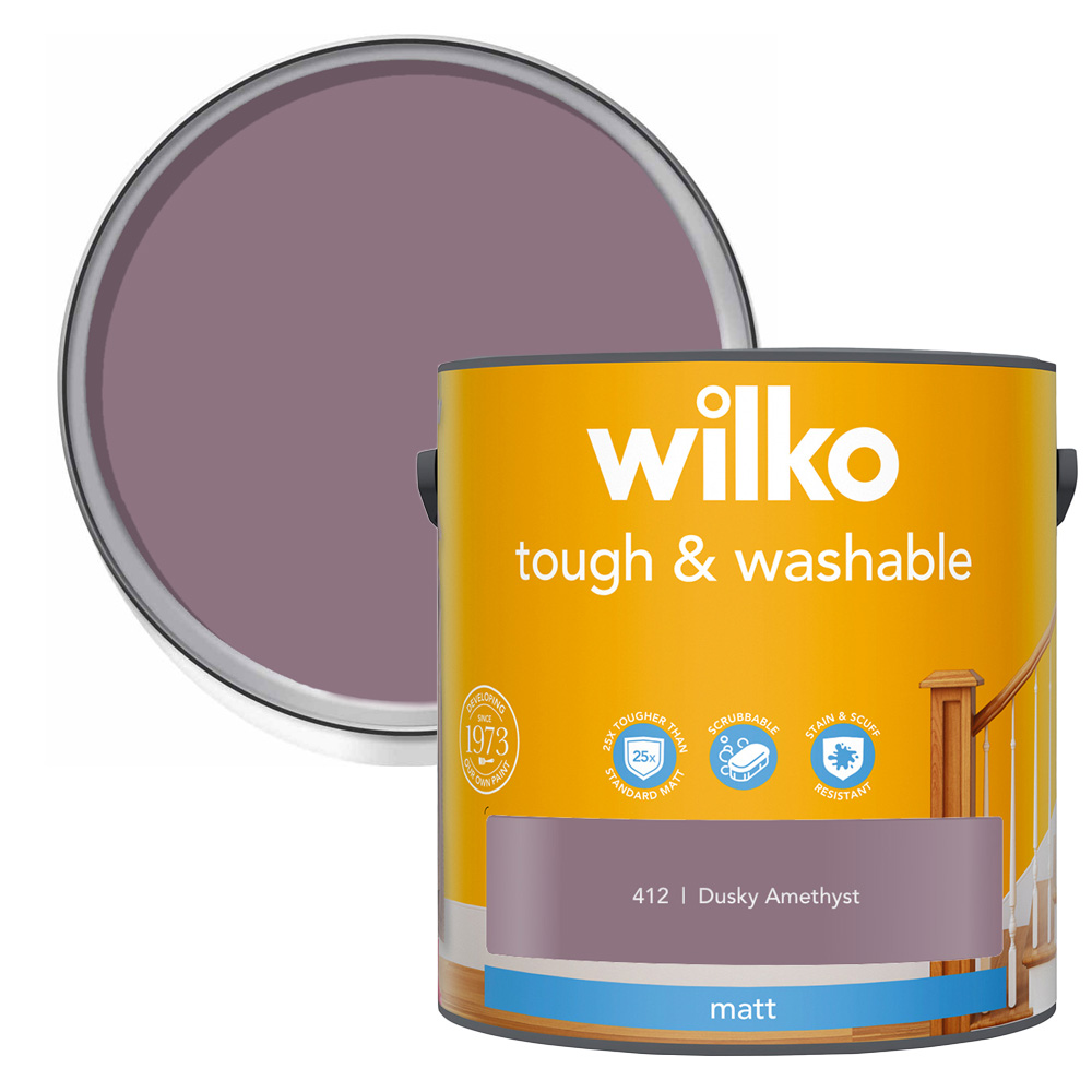Wilko Tough & Washable Dusky Amethyst Matt Emulsion Paint 2.5L Image 1
