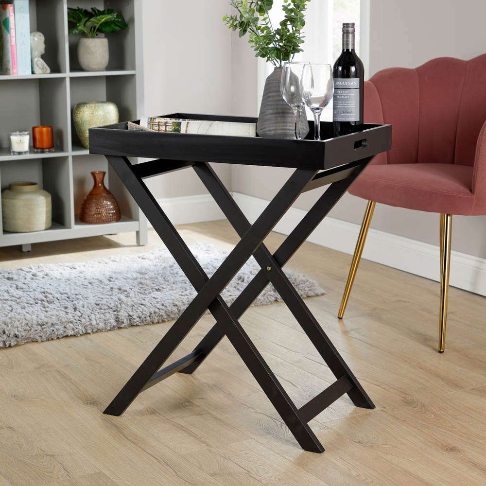 Home Source Alpine Black Portable Butlers Tray Table Image 5
