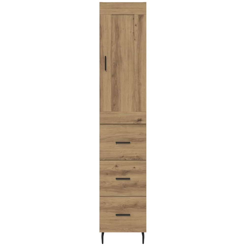vidaXL Single Door 3 Drawer Artisan Oak Highboard Image 7